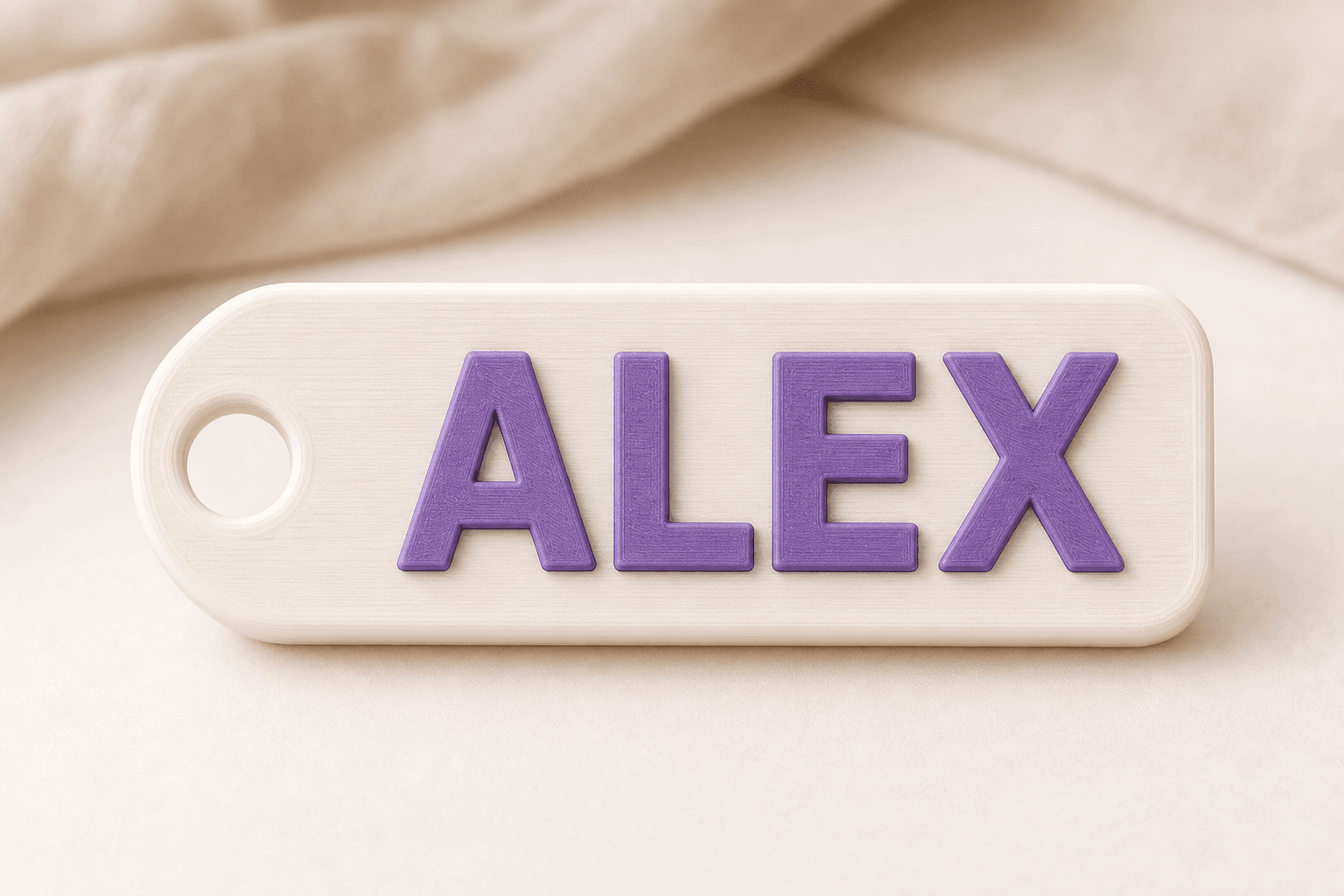 Breloc 3D personalizat cu textul ALEX
